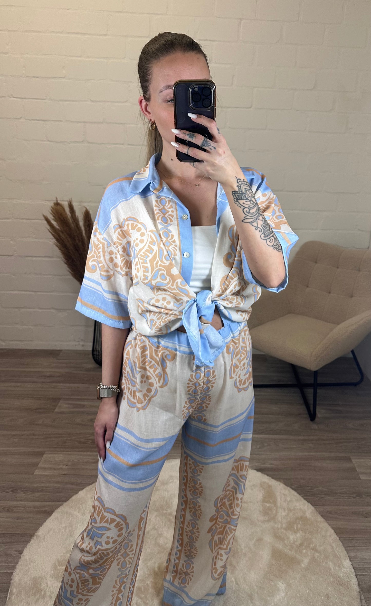 Langer Zweiteiler 'fleur' hellblau