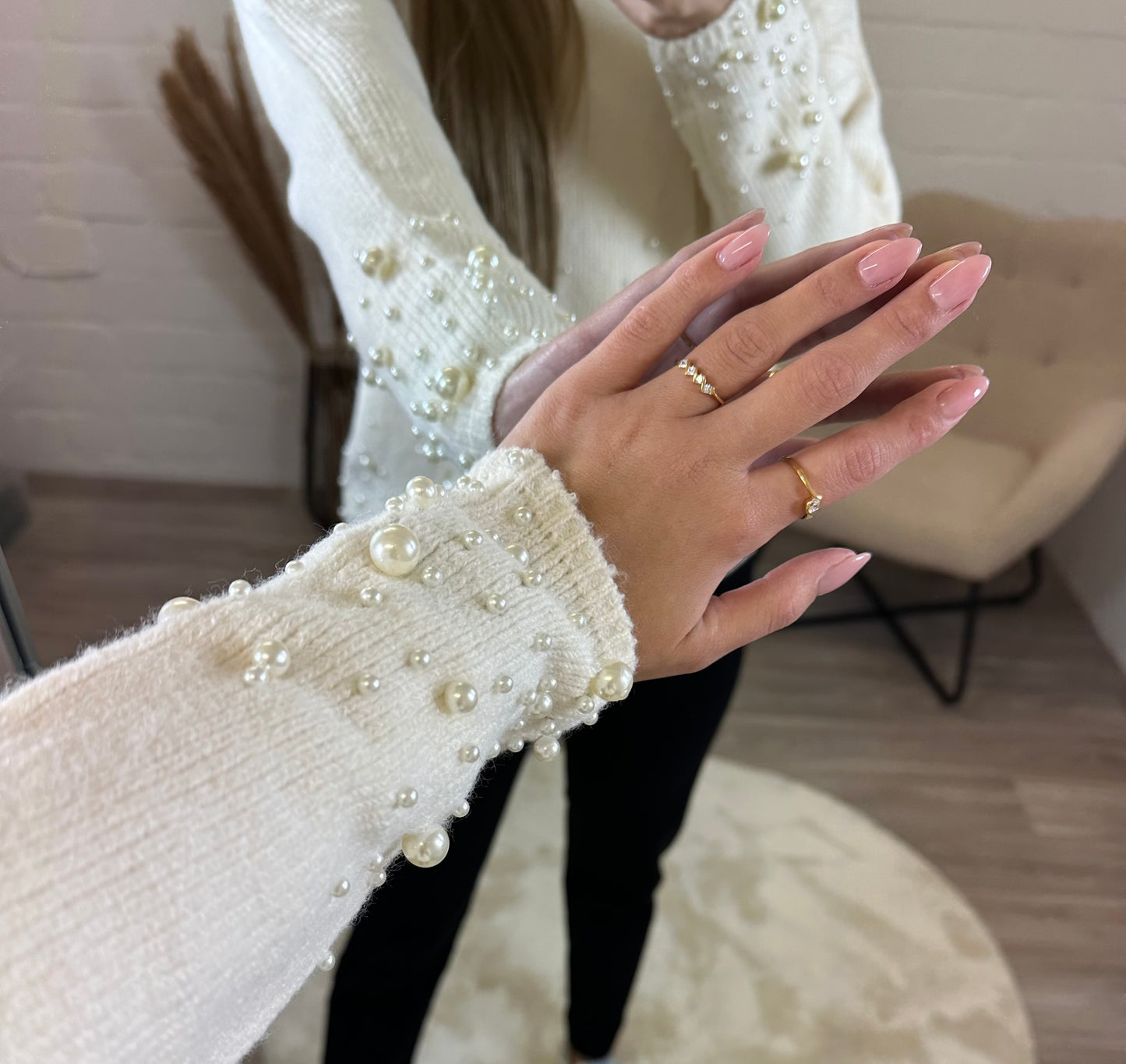 Pullover mit Perlen
