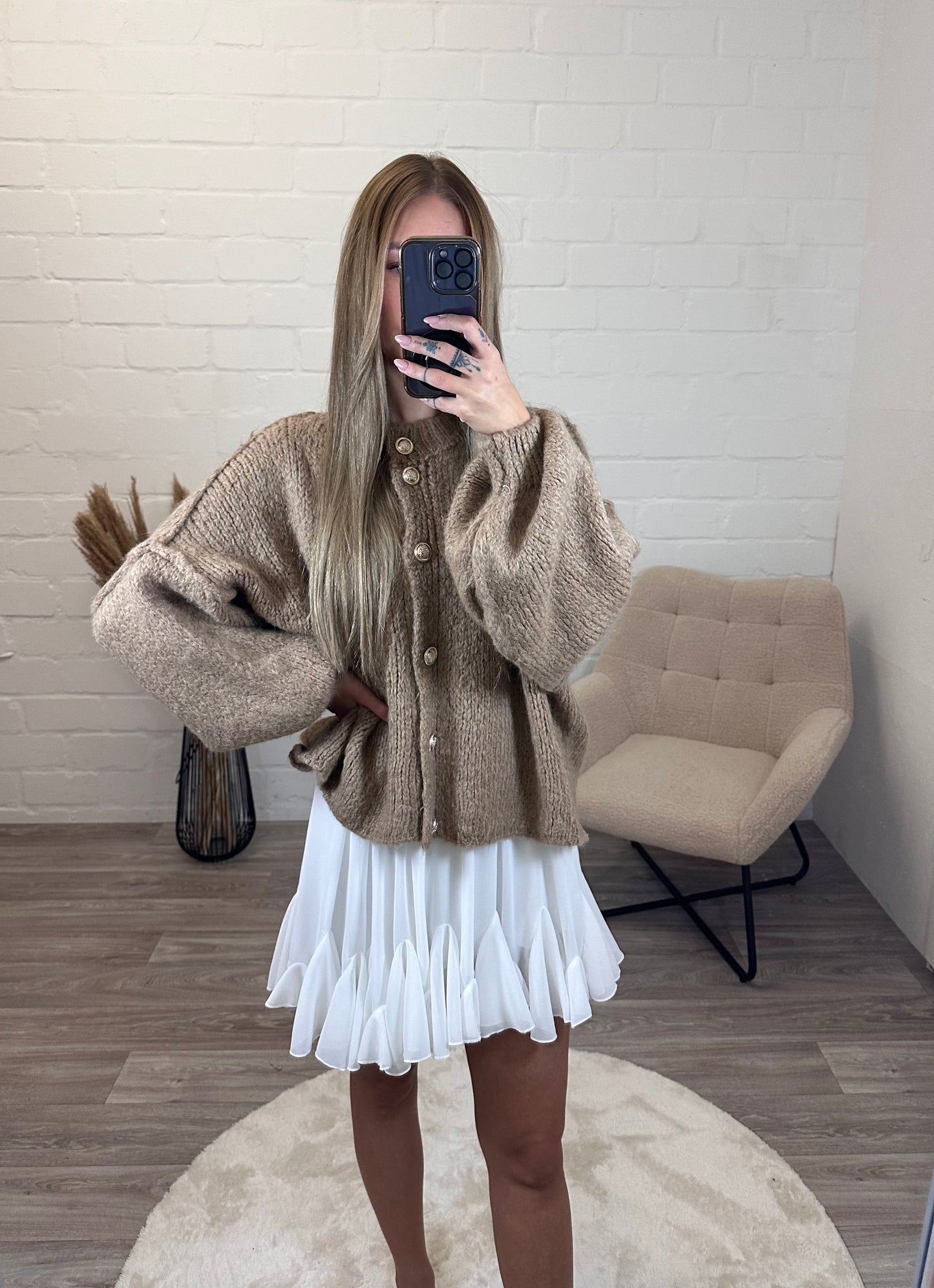 Strickjacke 'nimo' kurz camel